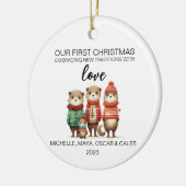 Kerstmis otter familie van vier keramisch ornament (Links)