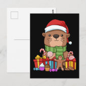 Kerstmis Otter Gift Kinder Zee Otter Briefkaart (Voorkant / Achterkant)