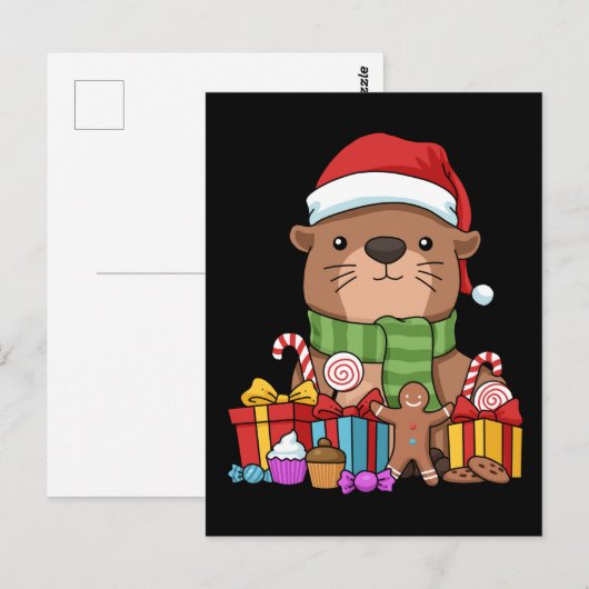 Kerstmis Otter Gift Kinder Zee Otter Briefkaart (Voorkant / Achterkant)