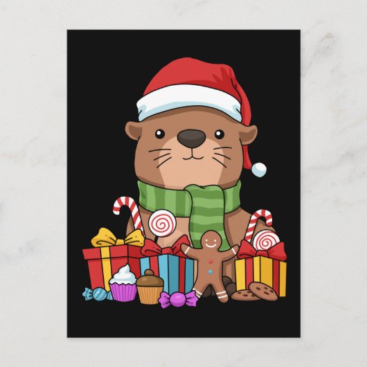 Kerstmis Otter Gift Kinder Zee Otter Briefkaart (Voorkant)