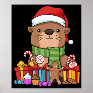 Kerstmis Otter Gift Kinder Zee Otter Poster