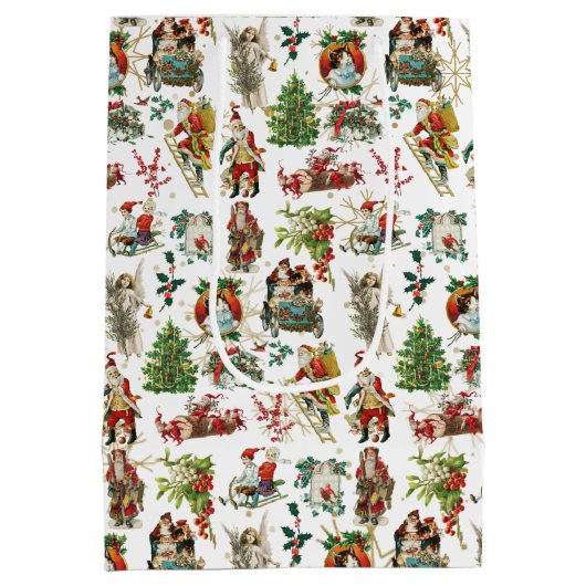 Kerstmis Oud en Retro Feestelijk Medium Cadeauzakje (Achterkant)