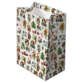 Kerstmis Oud en Retro Feestelijk Medium Cadeauzakje (Achterkant Gekanteld)