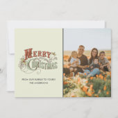 Kerstmis Oud familiefoto geruit Feestdagenkaart (Voorkant)