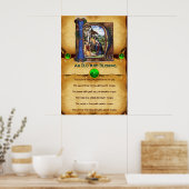 KERSTMIS Oud-Iers Kerstsegen Pergament Poster (Keuken)