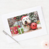 Kerstmis - Oude Engelse Sheepdog - Alphy Rechthoekige Sticker (Envelop)