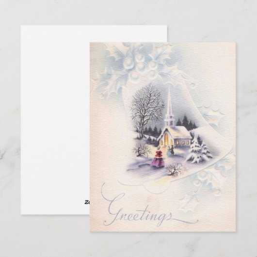 Kerstmis Oude Kerkklok Groeten in de Winter Feestdagenkaart (Voorkant / Achterkant)