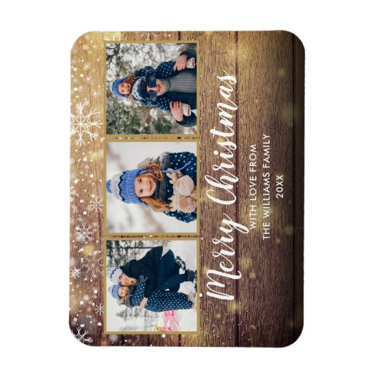 Kerstmis Oude Kerkschuur Hout 3 Foto Magneet (Verticaal)
