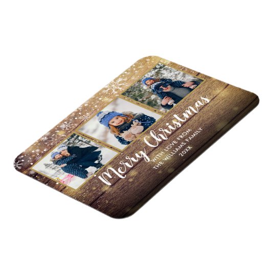 Kerstmis Oude Kerkschuur Hout 3 Foto Magneet (Linkerzijde)