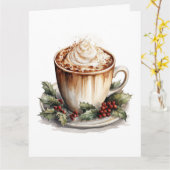 Kerstmis Oude Kerst Hot Cocoa Waterverf Kerstmis Kaart (Gele Bloem)