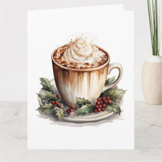 Kerstmis Oude Kerst Hot Cocoa Waterverf Kerstmis Kaart