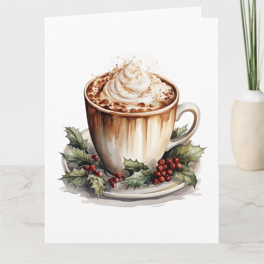 Kerstmis Oude Kerst Hot Cocoa Waterverf Kerstmis Kaart (Voorkant)