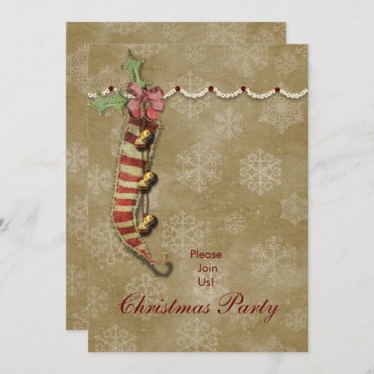 Kerstmis — Oude mode-uitnodiging Kaart (Voorkant / Achterkant)