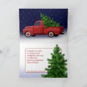 Kerstmis | Oude rode vrachtwagen met dennenboom Kaart (Binnen)