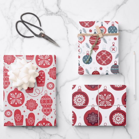Kerstmis Oude Stijl Patroon Inpakpapier Vellen (Voorkant)