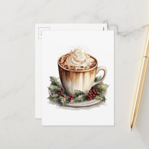 Kerstmis Oudejaars Hot Cocoa Waterverf Feestdagenkaart