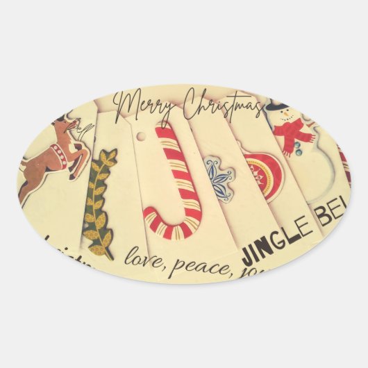 Kerstmis Ovale Sticker (Voorkant)
