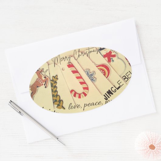 Kerstmis Ovale Sticker (Envelop)