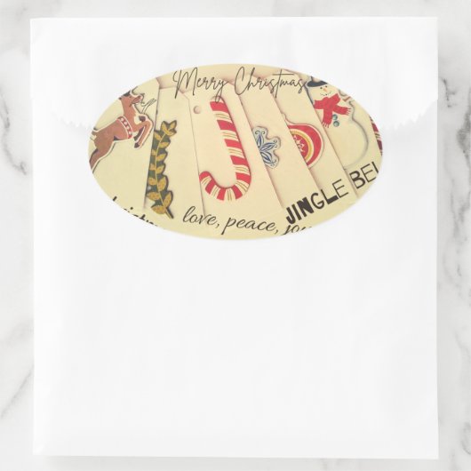 Kerstmis Ovale Sticker (Tas)