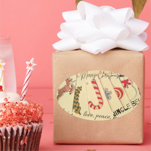 Kerstmis Ovale Sticker (Feest)