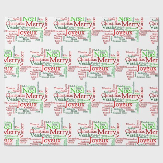 Kerstmis over de hele wereld cadeaupapier (Vlak)