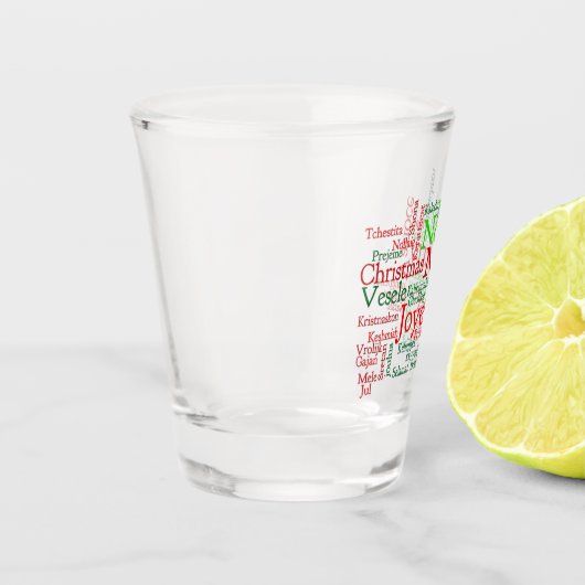 Kerstmis over de hele wereld shot glas (Links)