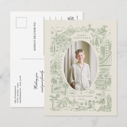 Kerstmis over de hele wereld | vakantieganger briefkaart (Voorkant / Achterkant)