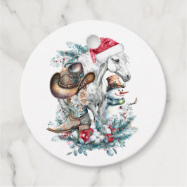 Kerstmis paard in Santa hoed cowgirl cowboy laarze Bedankjes Labels