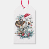 Kerstmis paard in Santa hoed cowgirl cowboy laarze Cadeaulabel (Voorkant)