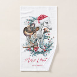 Kerstmis paard in Santa hoed cowgirl cowboy laarze Handdoek