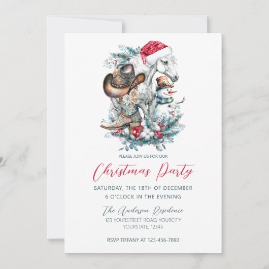 Kerstmis paard in Santa hoed cowgirl cowboy laarze Kaart (Voorkant)