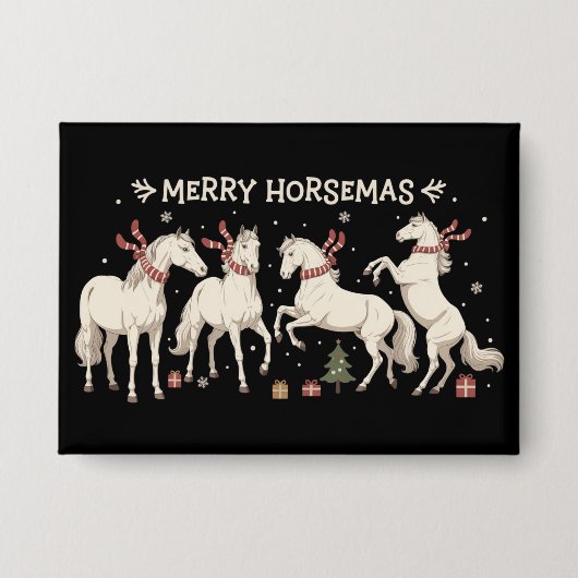 Kerstmis Paard Liefhebber Prettig Paardfeest Boere Button (Voorkant)