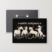 Kerstmis Paard Liefhebber Prettig Paardfeest Boere Button (Voorkant / Achterkant)