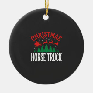 Kerstmis Paard Vrachtwagen Kerstman Slede Keramisch Ornament