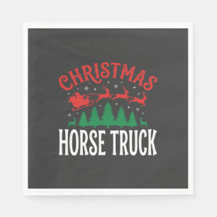 Kerstmis Paard Vrachtwagen Kerstman Slede Servet
