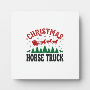 Kerstmis Paard Vrachtwagen Western Kerstman Slede Fotoplaat
