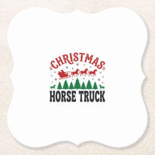 Kerstmis Paard Vrachtwagen Western Kerstman Slede Kartonnen Onderzetters