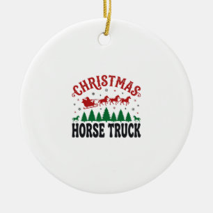 Kerstmis Paard Vrachtwagen Western Kerstman Slede Keramisch Ornament