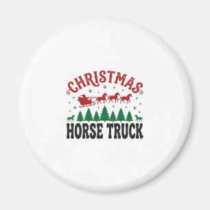 Kerstmis Paard Vrachtwagen Western Kerstman Slede Magneet