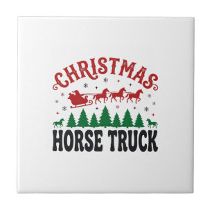 Kerstmis Paard Vrachtwagen Western Kerstman Slede Tegeltje