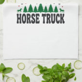 Kerstmis Paard Vrachtwagen Western Kerstman Slede Theedoek (Gevouwen)