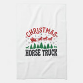 Kerstmis Paard Vrachtwagen Western Kerstman Slede Theedoek (Verticaal)