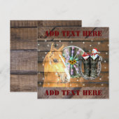 Kerstmis Paard Wagenwiel Cowboylaarzen Hoefijzer Notitiekaartje (Voorkant / Achterkant)