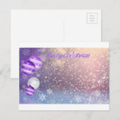 Kerstmis-paars Feestdagenkaart (Voorkant / Achterkant)