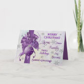 Kerstmis - Paars - lint - Typografie Feestdagen Kaart (Voorkant)