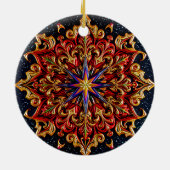 KERSTMIS Paarse Geel Rood Groen 3D Star ~ Keramisch Ornament (Achterkant)