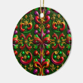 KERSTMIS Paarse gouden groene 3D linten ~ Keramisch Ornament (Links)