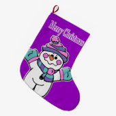 Kerstmis, Paarse Snowman Grote Kerstsok (Voorkant (Hangend))