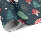 Kerstmis Paddestoel Patroon Vakantie Cadeaupapier (Rol Hoek)