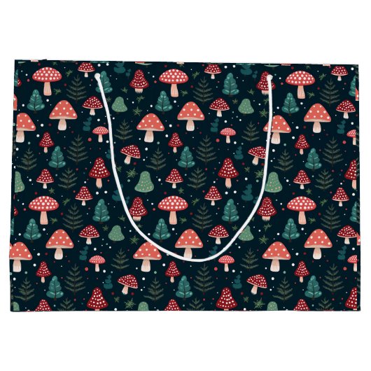 Kerstmis Paddestoel Patroon Vakantie Groot Cadeauzakje (Achterkant)